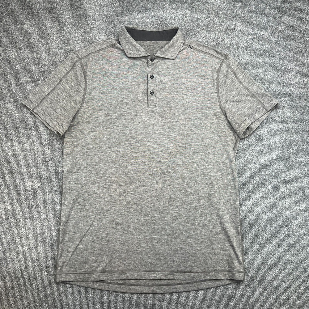 Lululemon Shirt Mens Extra Large Gray Heathered Evolution Polo Lightweight